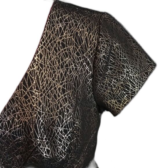 Vince Camuto Dress Women’s Size 8 Gold & Black Metallic Jacquard Cap Sleeve NWT - Picture 8 of 12